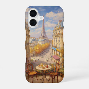 Funda Para iPhone 16 Pintura al óleo de vista de balcón parisino románt