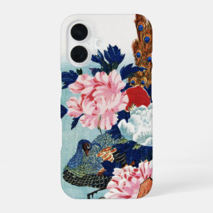 Funda Para iPhone 16 Pintura de flores de pavo real y peonías vintage