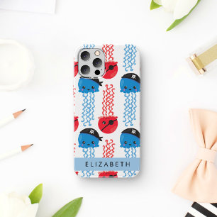 Funda Para iPhone 16 Pirate Jellyfish, patrón de medusas, tu nombre