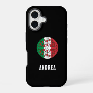 Funda Para iPhone 16 Pizza de Pepperoni con Nombre Personalizado Bander