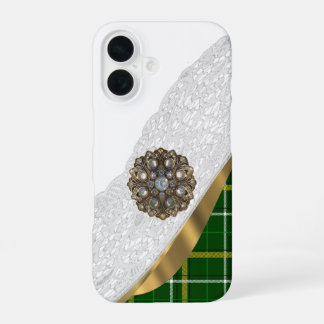 Funda Para iPhone 16 Placa de tartán verde