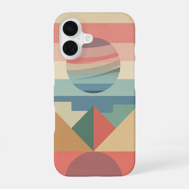Funda Para iPhone 16 Planeta Retro Pastel en Bloques (Reverso )