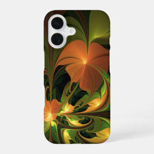 Funda Para iPhone 16 Planta de fantasía abstracta verde herrumbre marró