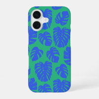 Planta de hojas de monstera botánica en azul y ver