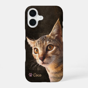 Funda Para iPhone 16 Plantilla de foto de gato personalizado para masco