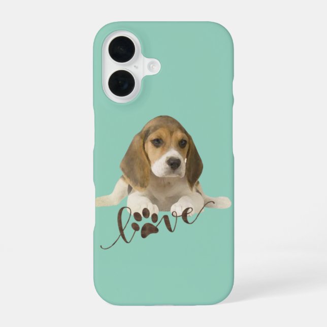 Funda Para iPhone 16 platos de papel Beagle (Reverso )