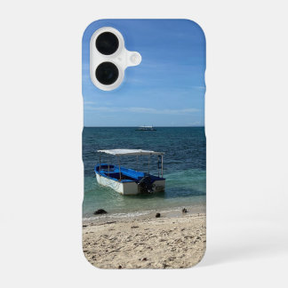 Funda Para iPhone 16 Playa de océano azul tropical & Barco: Ambiente de
