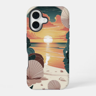 Funda Para iPhone 16 Playa Puesta de Sol de Conchas