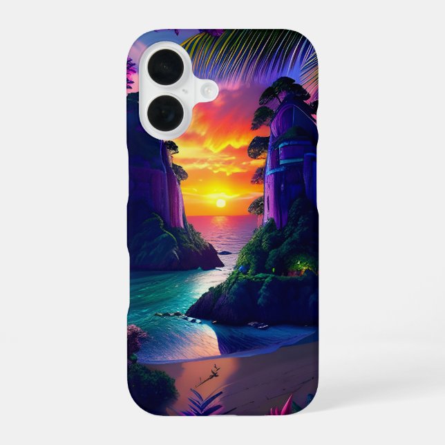 Funda Para iPhone 16 Playa Tropical de Fantasía 5 (Reverso )