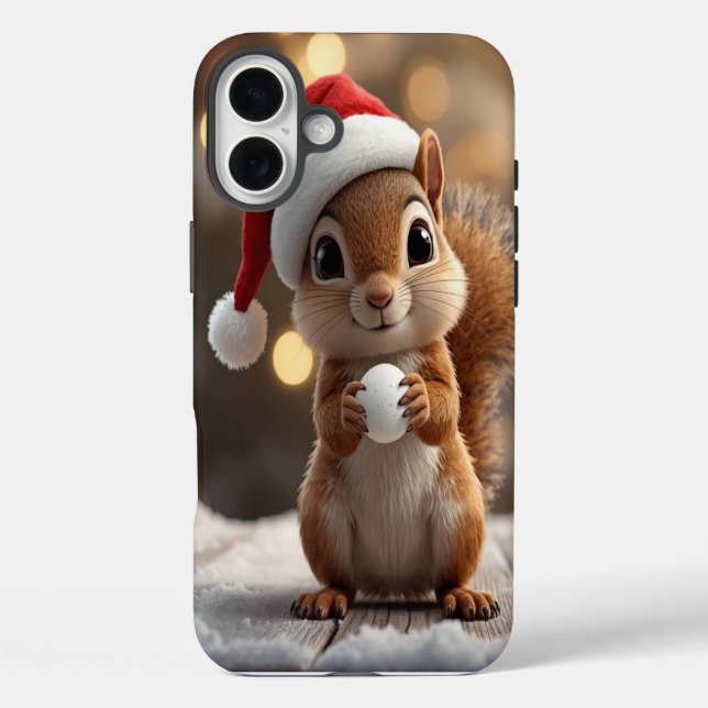 Funda para iPhone 16 Plus con ardilla navideña ado (Reverso )