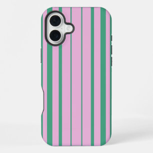 Funda para iPhone 16 Plus con Rayas Verdes y Rosa