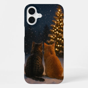 Funda para iPhone 16 Plus Pareja de Gatos de Navid