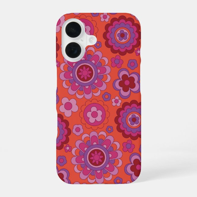 Funda Para iPhone 16 Poder psicodélico de las flores retro (Reverso )