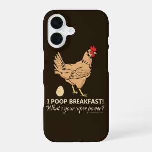 Funda Para iPhone 16 Pollo Defeca Desayuno Diseño Divertido