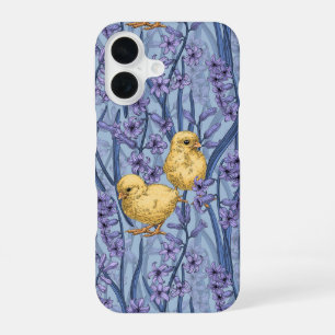 Funda Para iPhone 16 Pollos y jacintos sobre azul cielo