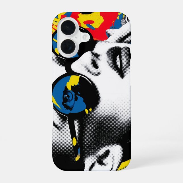 Funda Para iPhone 16 Pop art woman with sunglasses (Reverso )