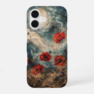 Funda Para iPhone 16 Poppies bajo un cielo inquieto