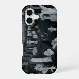 Funda Para iPhone 16 Por la noche en el cementerio - Ángel con Diablo