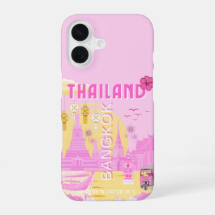 Funda Para iPhone 16 Póster de viaje a Bangkok Tailandia Arte retro r