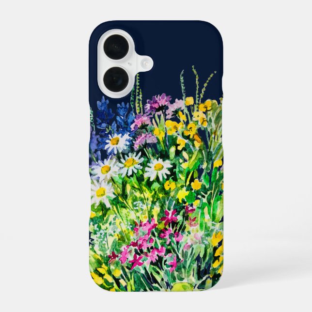 Funda Para iPhone 16 Prado de verano, flores silvestres (Reverso )