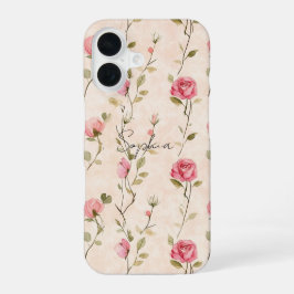 Funda Para iPhone 16 Pretty Pink Cream Roses Floral