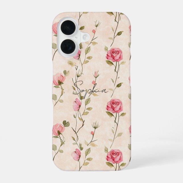 Funda Para iPhone 16 Pretty Pink Cream Roses Floral (Reverso )