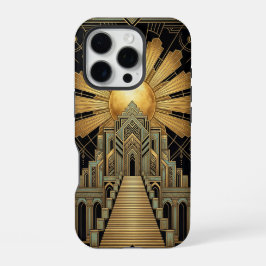Funda para iPhone 16 Pro dorada Art Déco