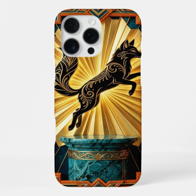 Funda para iPhone 16 Pro Max Black Gold Teal (Reverso )