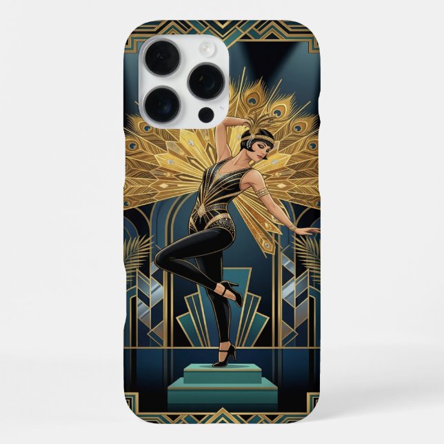 Funda para iPhone 16 Pro Max Black Gold Teal (Reverso )