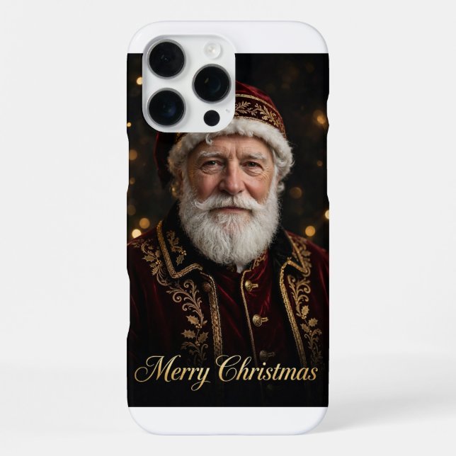 Funda para iPhone 16 Pro Max con retrato de Santa (Reverso )