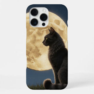 Funda para iPhone 16 Pro Max de gato y luna