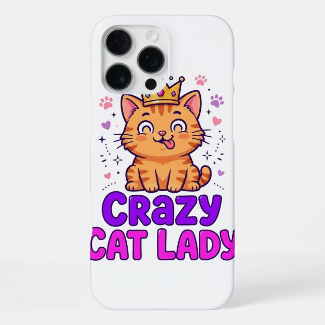 Funda para iPhone 16 Pro Max de Señora Gata Loca (Reverso )