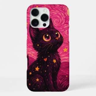 Funda Para iPhone 16 Pro Max Funda para iPhone 17 Pro Max Gato Negro Noche Estr