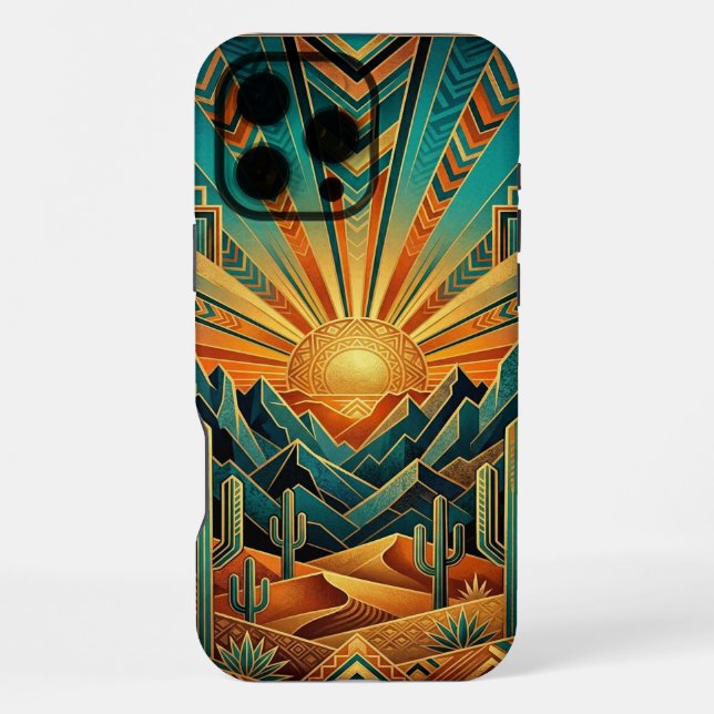 Funda para iPhone 16 Pro Max | Paisaje geométrico  (Reverso )