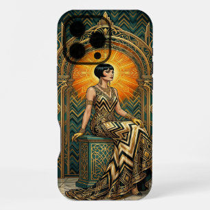 Funda para iPhone 16 Pro Max Teal & Gold Elegant