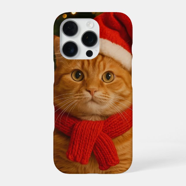 Funda para iPhone 16 Pro Santa Cat (Reverso)