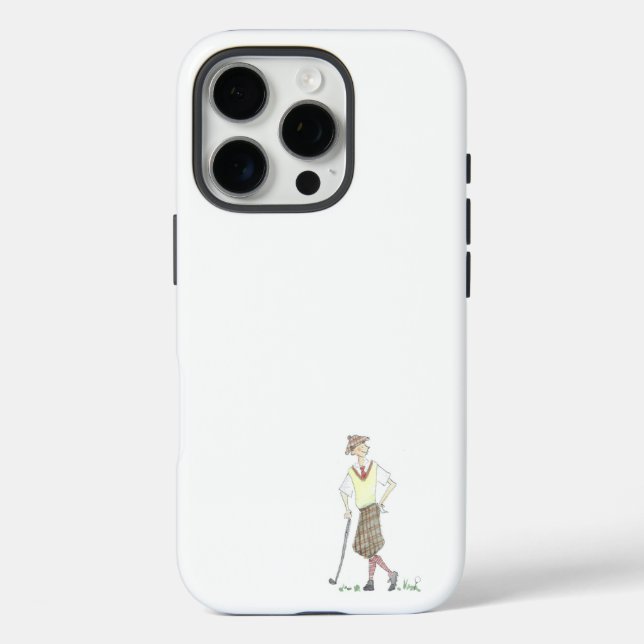 Funda para iPhone 16 Pro Vintage Golfer (Reverso )