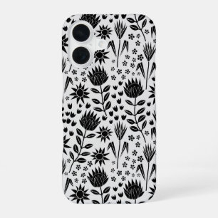 Funda Para iPhone 16 Protea Estampado Floral en Bloque Millefleur negro