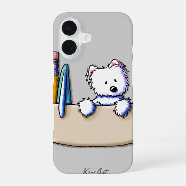 Funda Para iPhone 16 Protector de Bolsillo KiniArt Westie (Reverso )