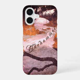 Funda Para iPhone 16 Puente sobre un arroyo congelado en Lillehammer, N