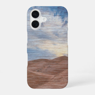 Funda Para iPhone 16 Puesta de sol sobre dunas de arena en foto de text