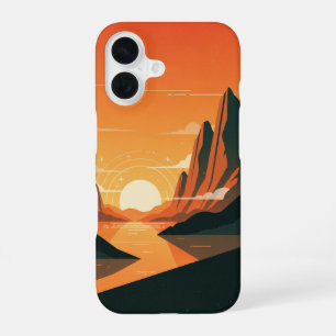 Funda Para iPhone 16 Puesta de sol vintage en las montañas