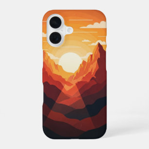 Funda Para iPhone 16 Puesta de sol vintage sobre las montañas