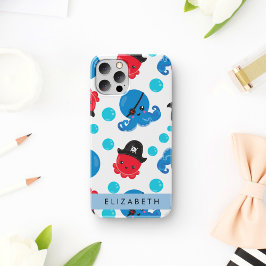 Funda Para iPhone 16 Pulpo Pirata, Patrón de Pulpo, Mar, Tu Nombre