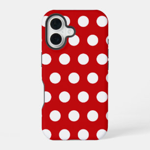 Funda Para iPhone 16 Puntos blancos en negrita sobre rojo