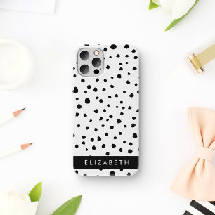 Funda Para iPhone 16 Puntos de dálmata, Lunares, Negro y Blanco, Tu Nom