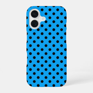 Funda Para iPhone 16 Puntos de polka azul y negro