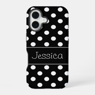 Funda Para iPhone 16 Puntos negros y blancos personalizados Preppy