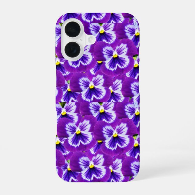 Funda Para iPhone 16 Purple Butterfly Shaped Pansies, (Reverso )