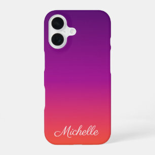 Funda Para iPhone 16 Púrpura, rosa y gradiente naranja